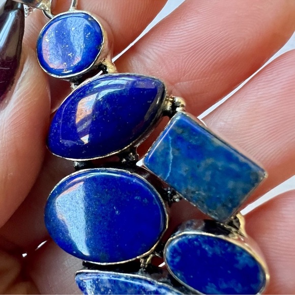 SOLD LIVE! 925 Silver Handmade Lapis Lazuli Blue Stone Silver Pendant & Chain - Picture 6 of 9